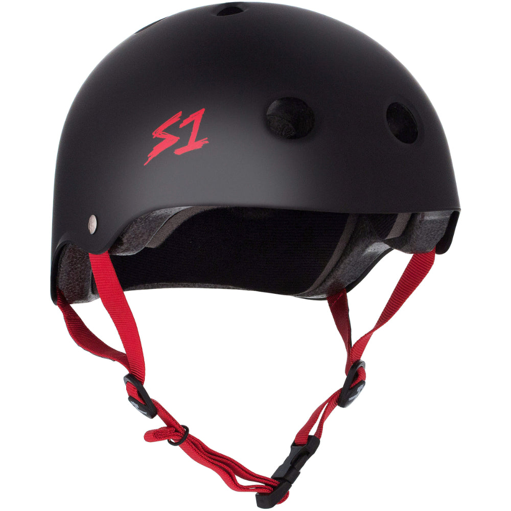 S1 Lifer Matte Black W/ Red Straps CERTIFIED Helmet