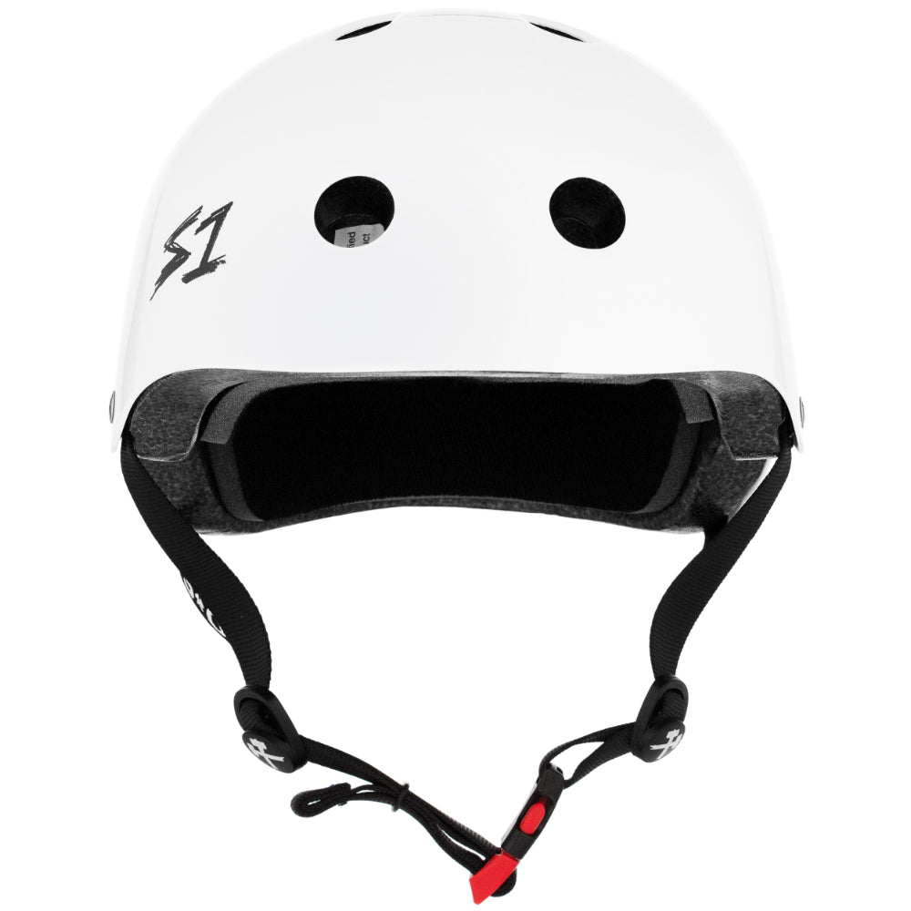 S1 Mini Lifer Gloss White CERTIFIED Helmet Front View