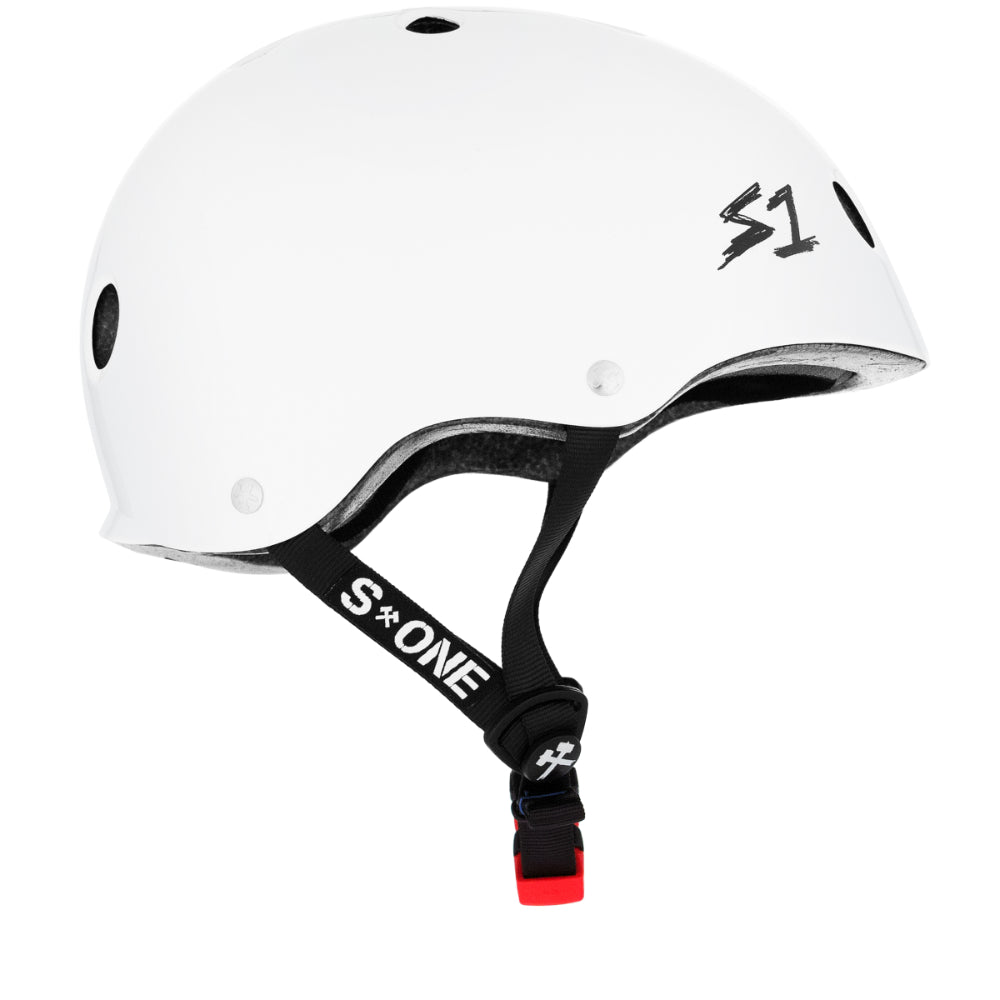 S1 Mini Lifer Gloss White CERTIFIED Helmet Side view