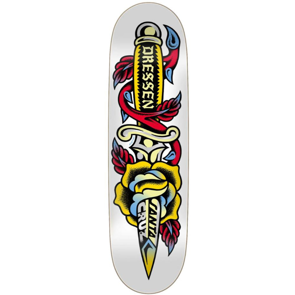 Santa Cruz Pro Dressen Rose Dagger 8.7 Skateboard Deck Bottom Design