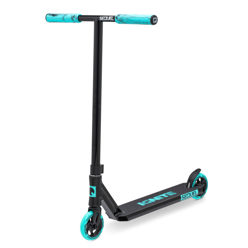 Sequel Ignite Scooter Complete Black Teal Left Angle View