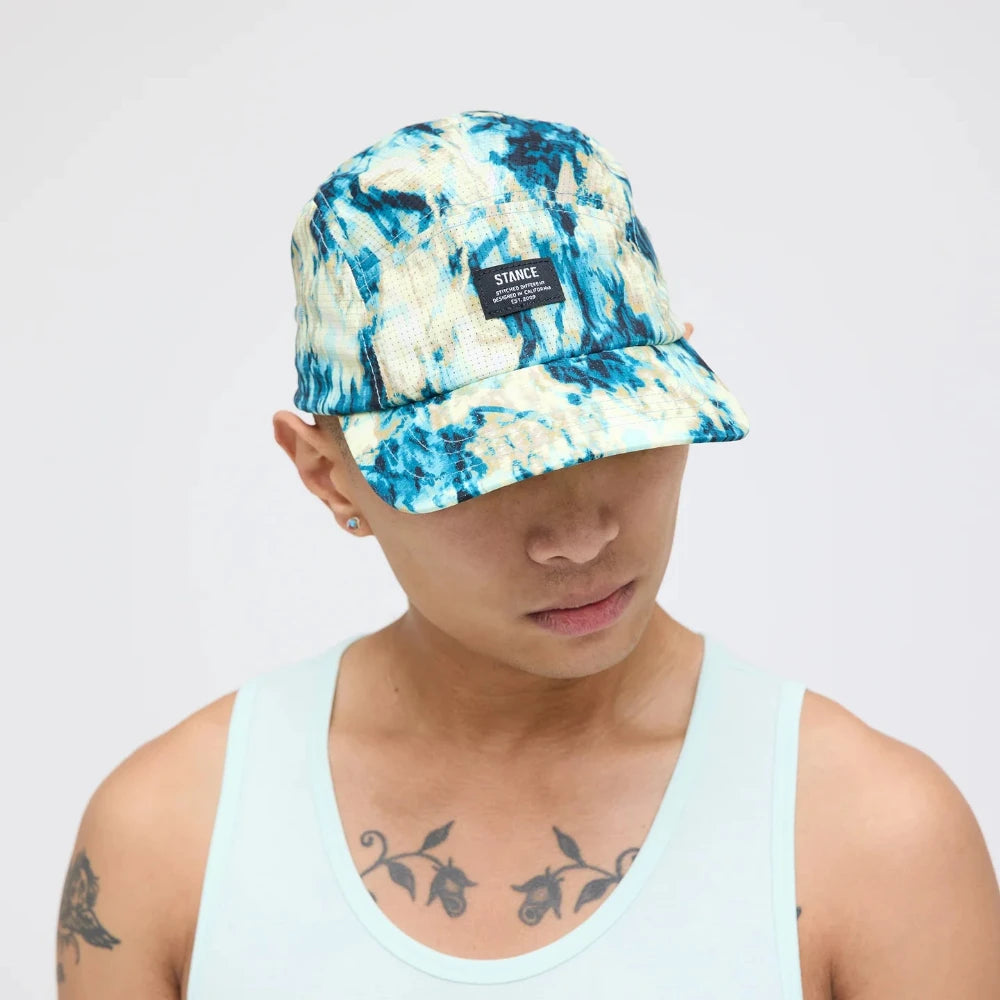 Stance Kinetic 2.0 Adjustable 5 Panel Cap Teal Camo Model Angle