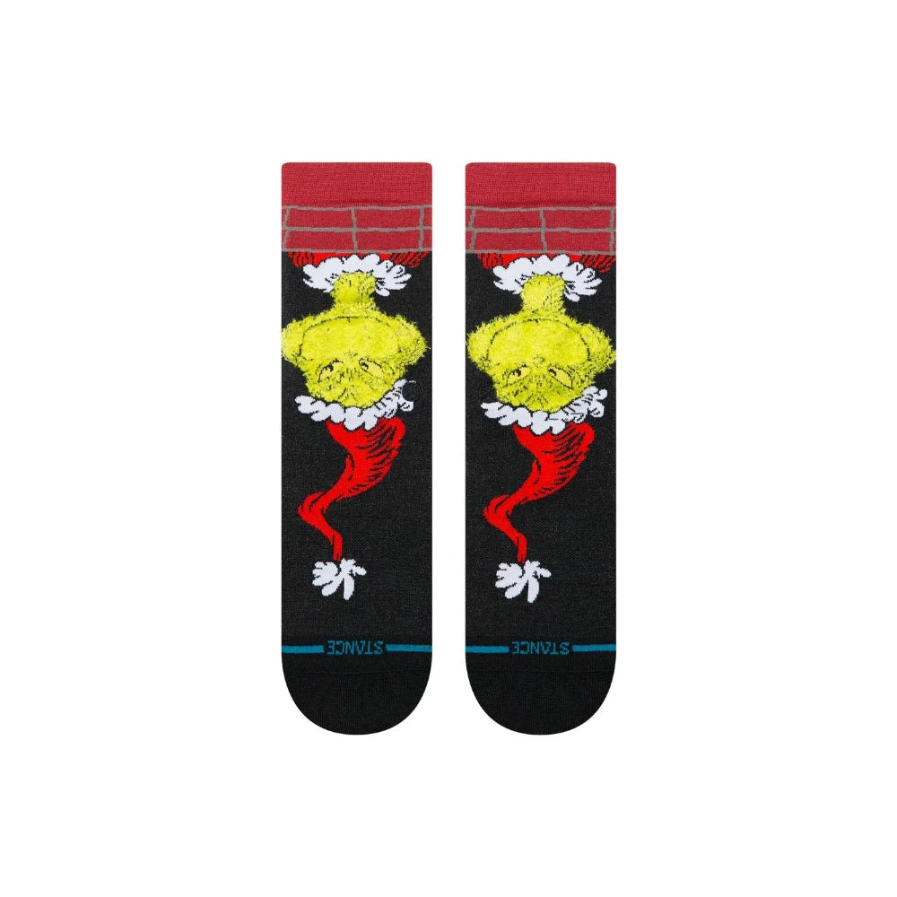 Stance X The Grinch Kids Down The Chimney Crew Socks Front View