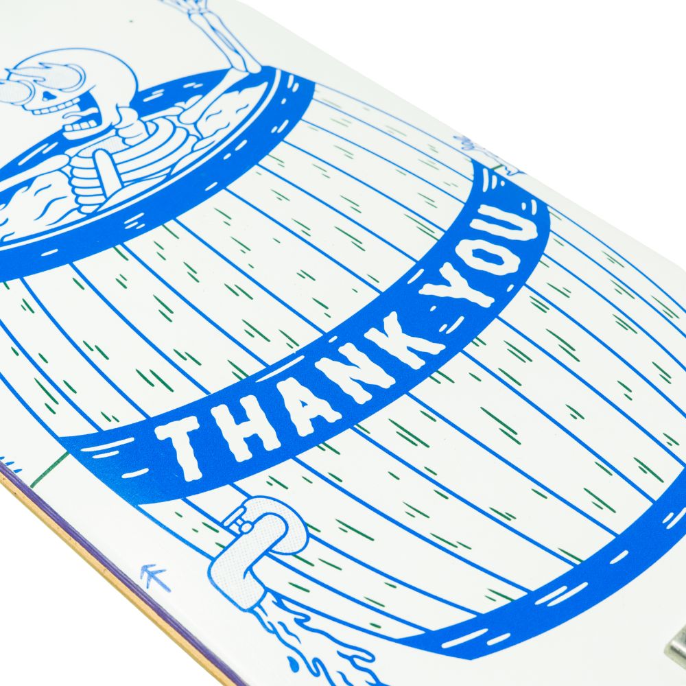 Thank You Blue Barrelled 8.0 Custom Skateboard Close-up 1