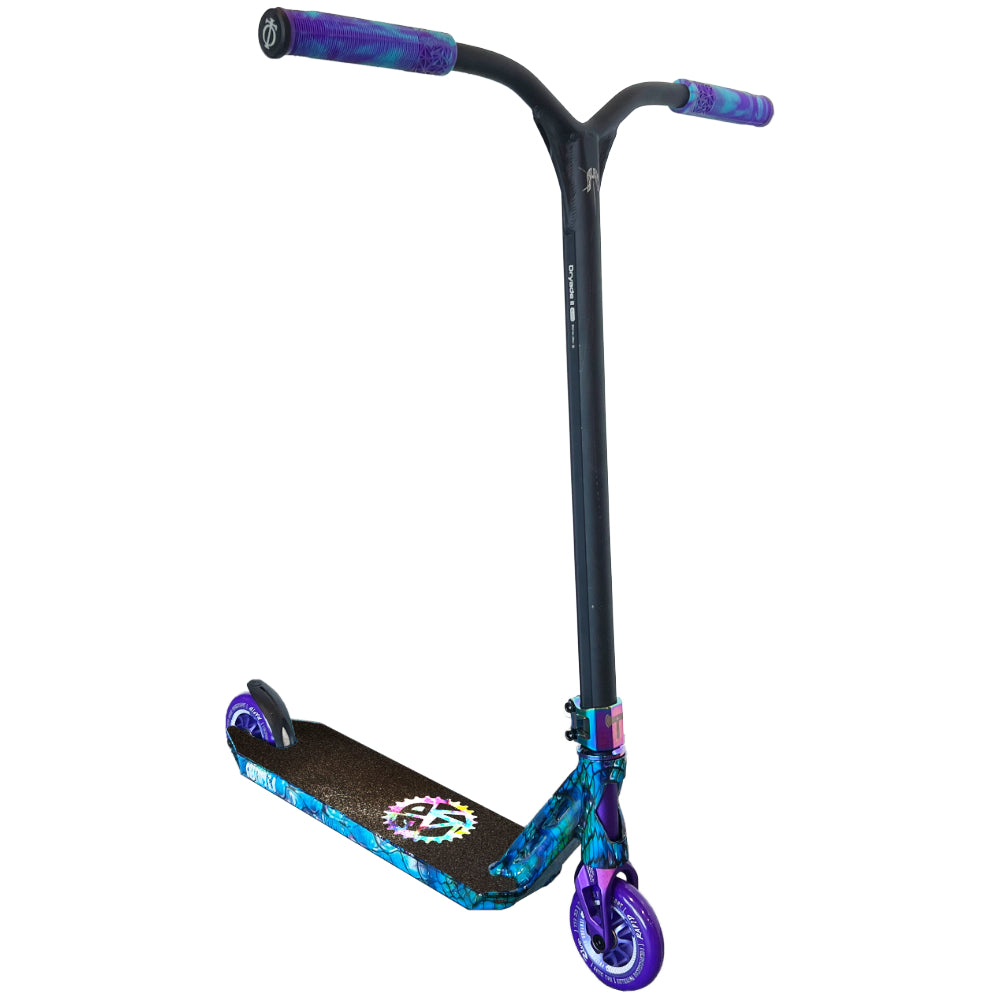 The Color Violet Custom Park Scooter Fuzion Entropy 2 Deck River Wheels Trynyty Oil Slick Ethic DTC aluminium Bars