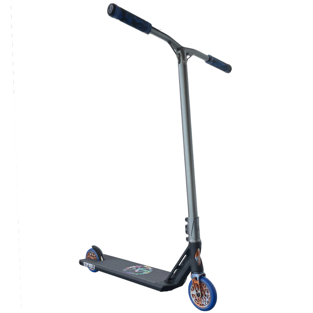 The Trifecta Custom Scooter Orange Titanium Blue