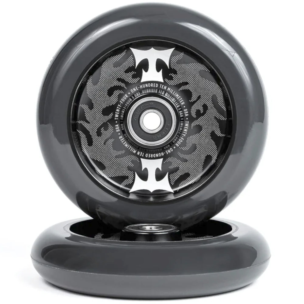 Selects Flame Core and Graphic. One time production. The Flame Wheels utilize the same polyurethane as the Durare Wheels for the perfect blend of speed, traction, and hardness to keep you stoked on all terrain. To top that off, you'll be stoked on the preinstalled bearings and precision spacers.