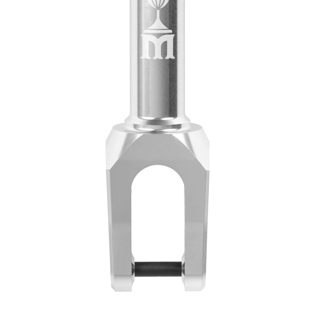Tilt Selects Miller Scooter Fork Silver Front Close Up