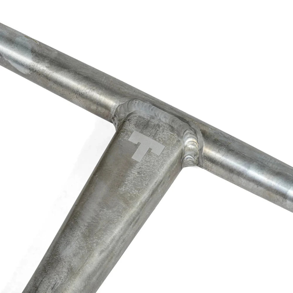 Tilt Rigid SELECTS Aluminium Raw Scooter Bars Logo Close Up