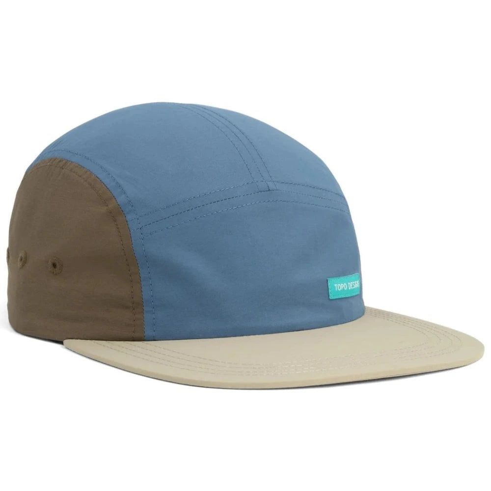Topo Designs Nylon Camp Hat Stone Blue Block Angle