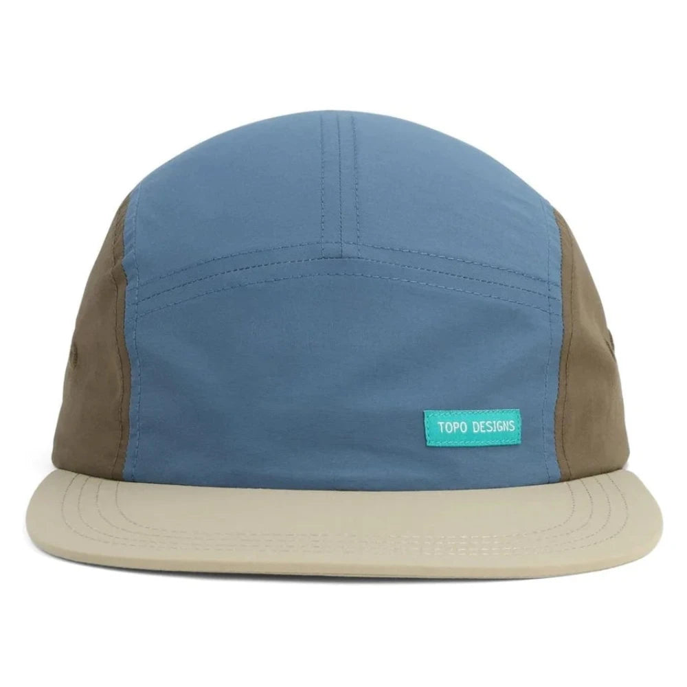 Topo Designs Nylon Camp Hat Stone Blue Block Front