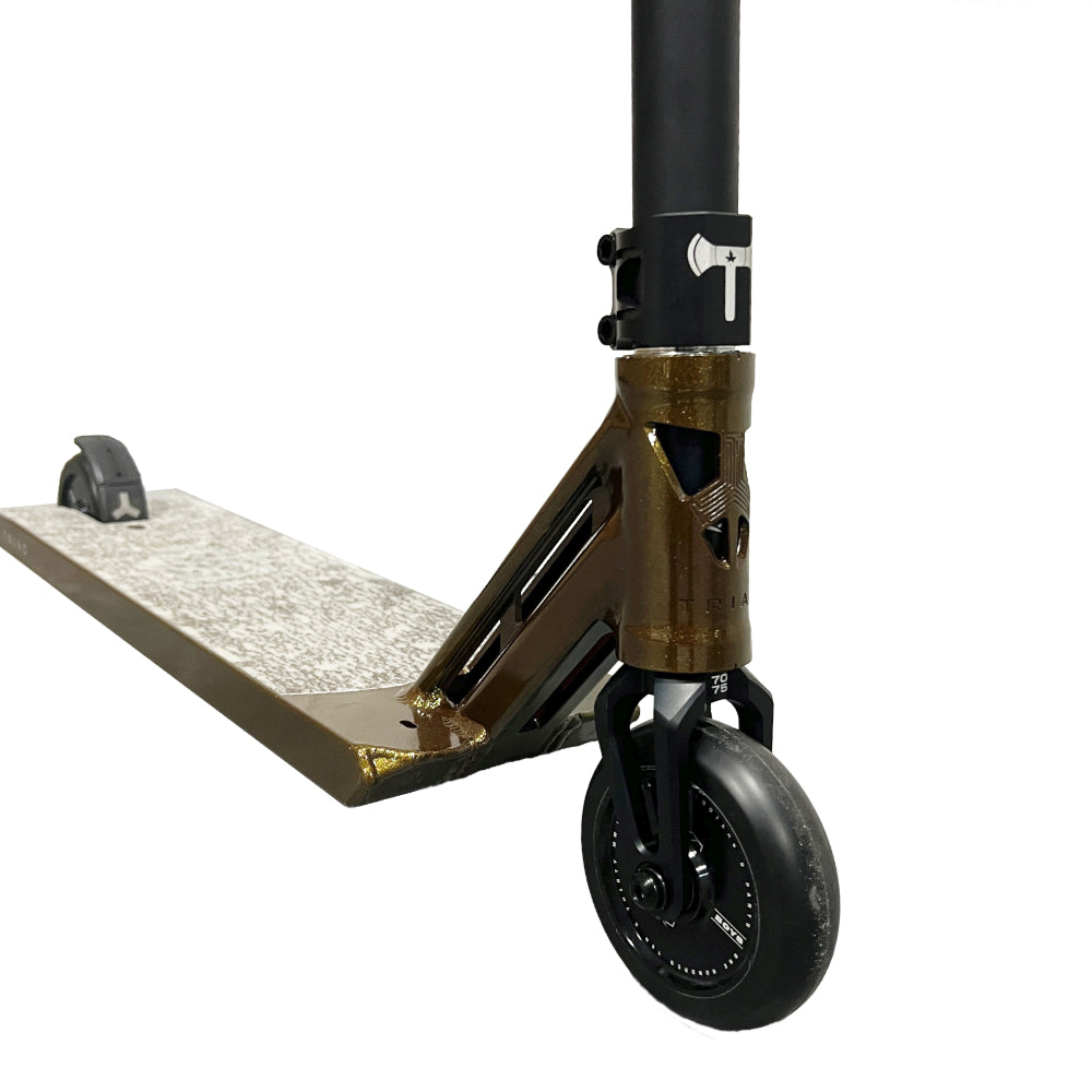 Triad Bronze Street Custom Scooter Fuzion Paradox fork and Trynyty Lumberjax clamp