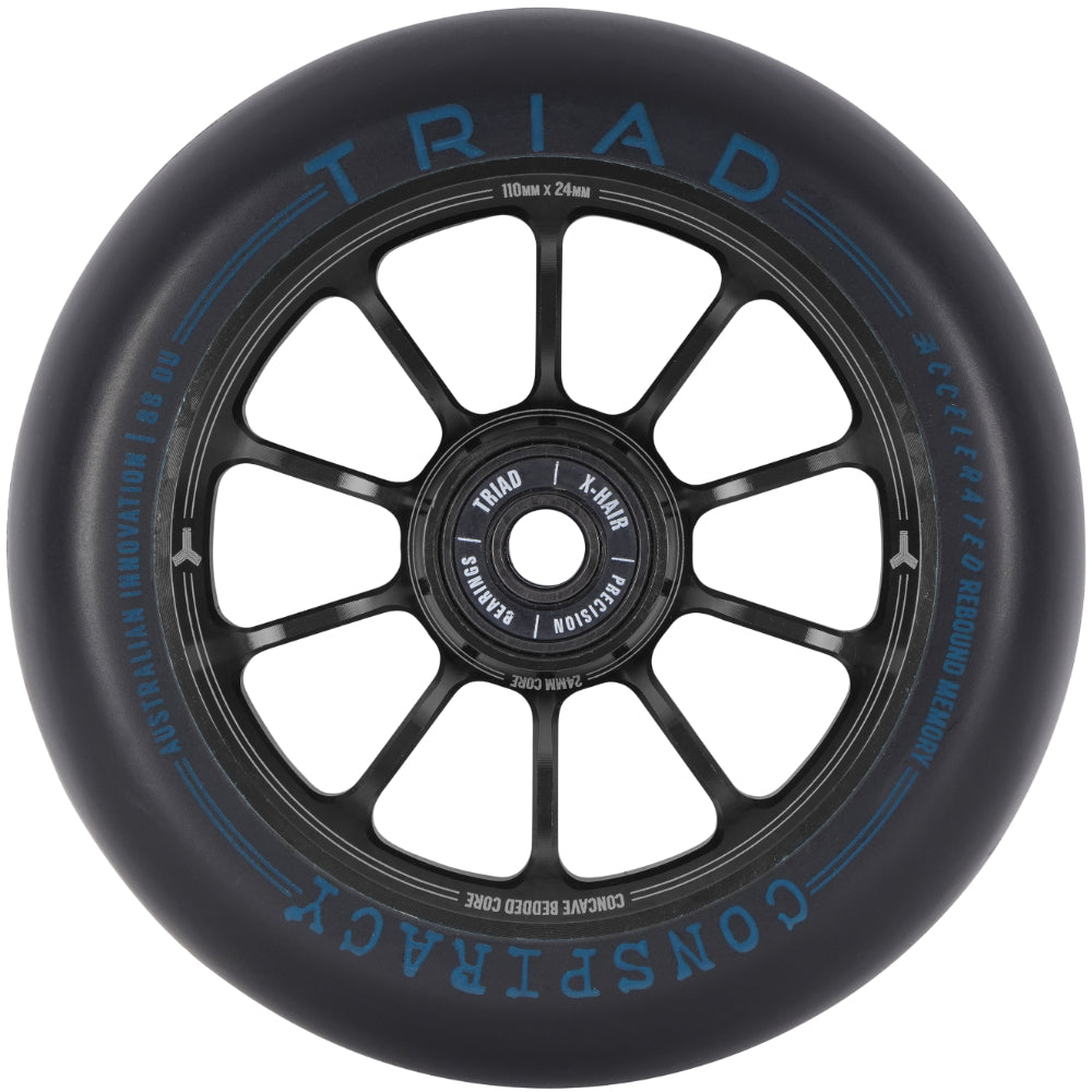 Triad Conspiracy Wheels 110x24mm Ano Black / Blue Front