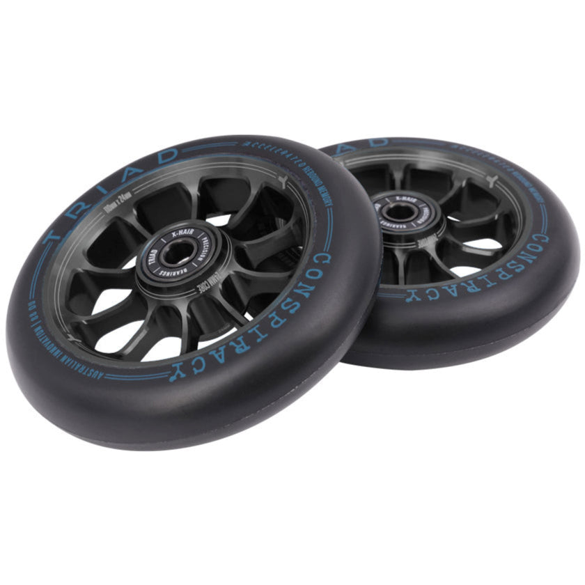 Triad Conspiracy Wheels 110x24mm Ano Black / Blue Pair