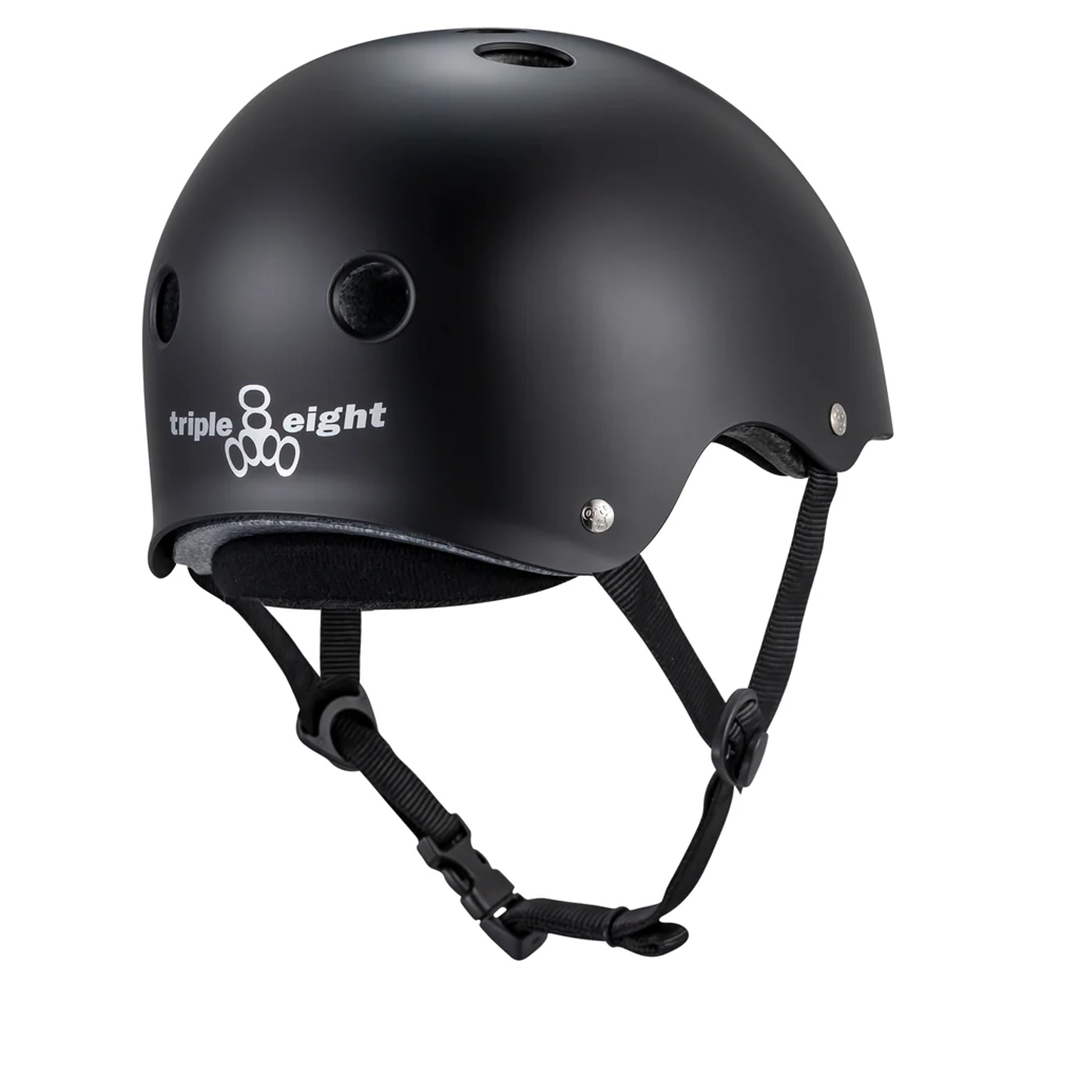 Triple 8 Deep Cover Matte Black Certified Helmet Back View
