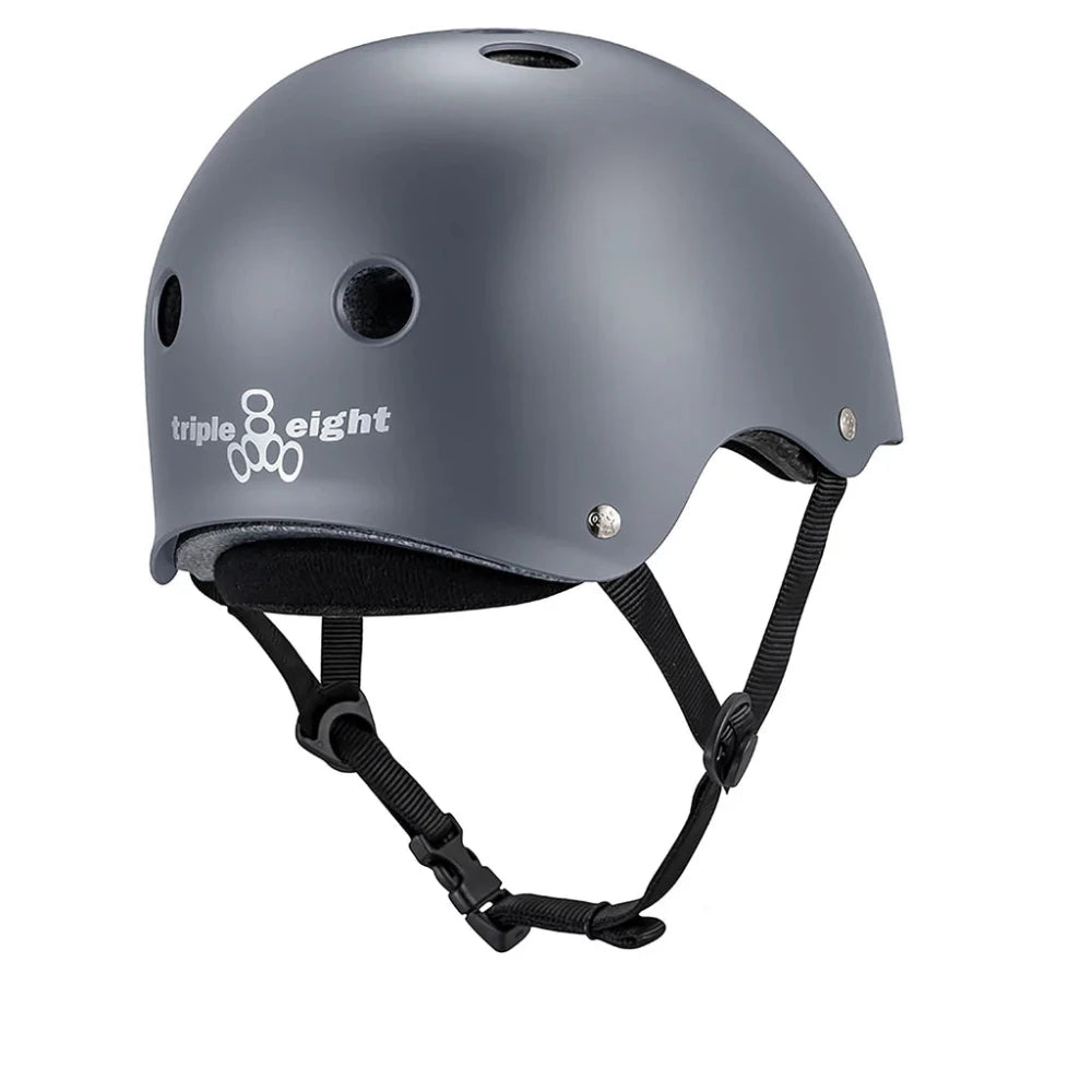 Triple 8 Deep Cover Grey Matte Certified Helmet Back View