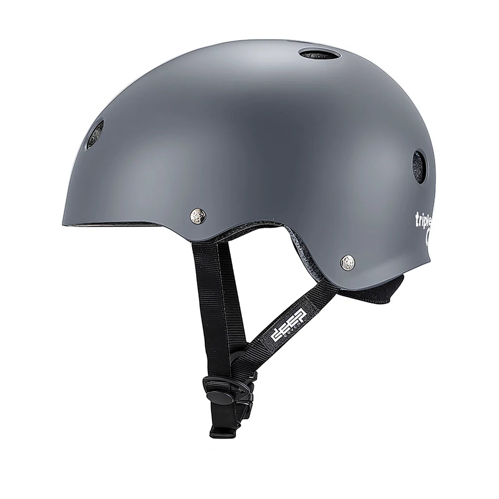 Triple 8 Deep Cover Grey Matte Certified Helmet Side View