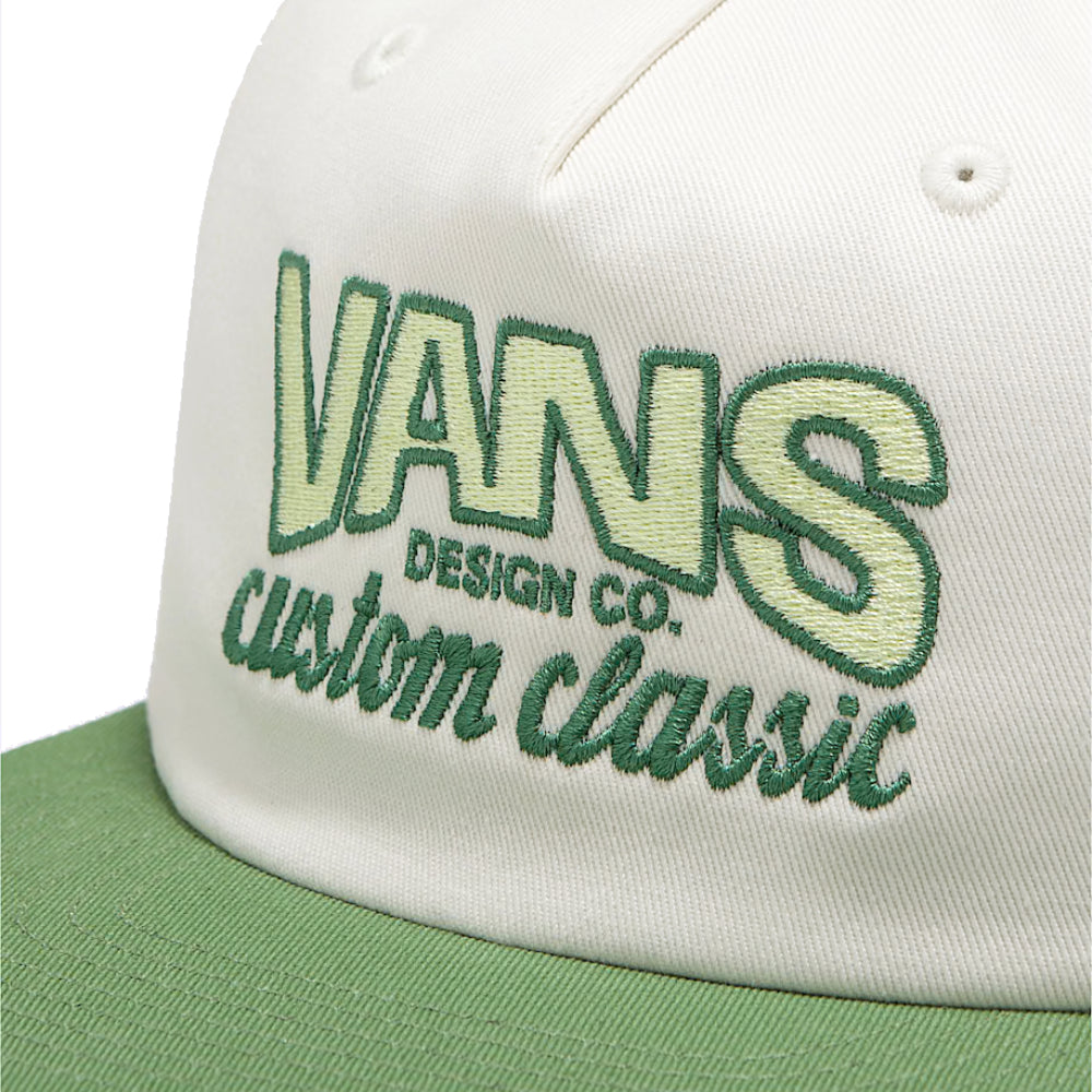 Vans Design Co. Low Hat White / Fairway Green Close up Front Logo