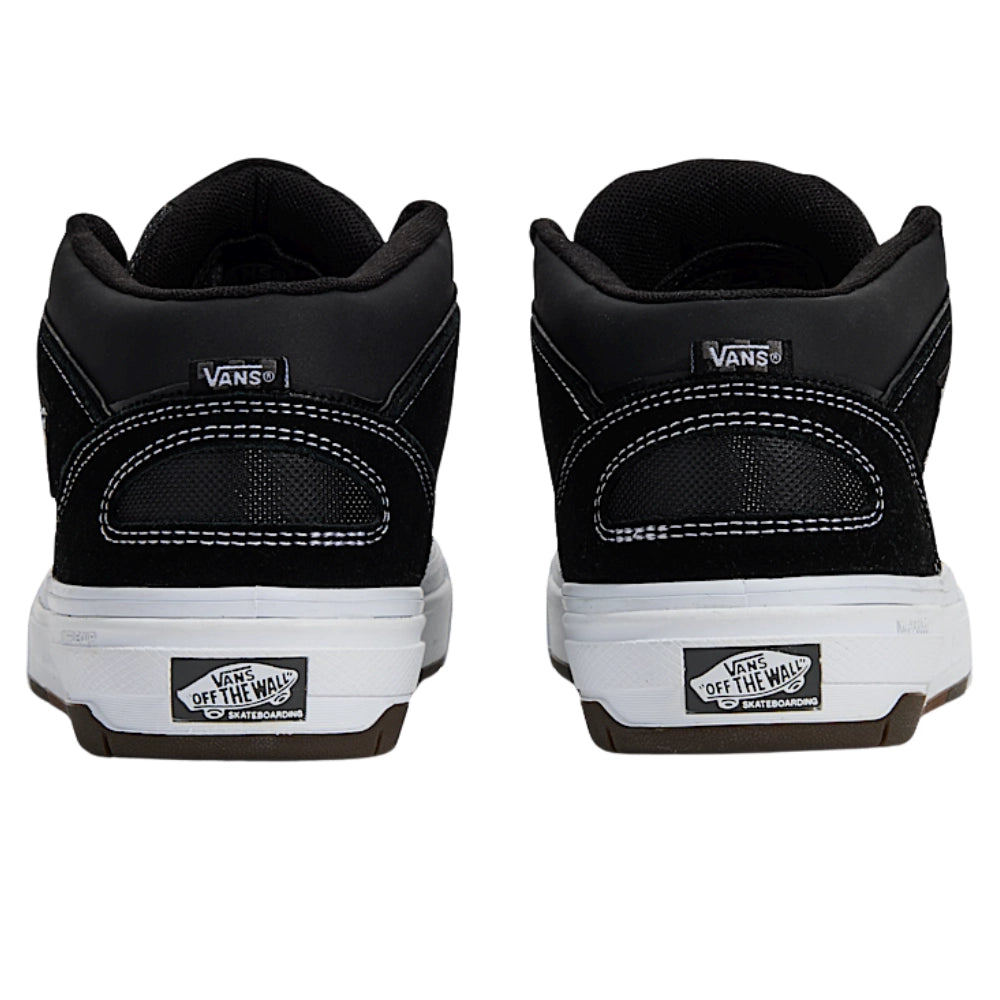 Vans Half Cab Skate Wafflecup Shoes Black / White Back View
