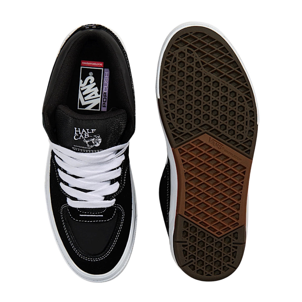 Vans Half Cab Skate Wafflecup Shoes Black / White Top and Bottom View
