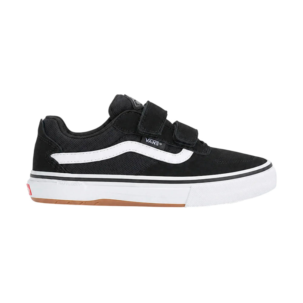 Vans Kids Skate Kyle Walker WaffleCup Velcro Shoes Black / White Side View