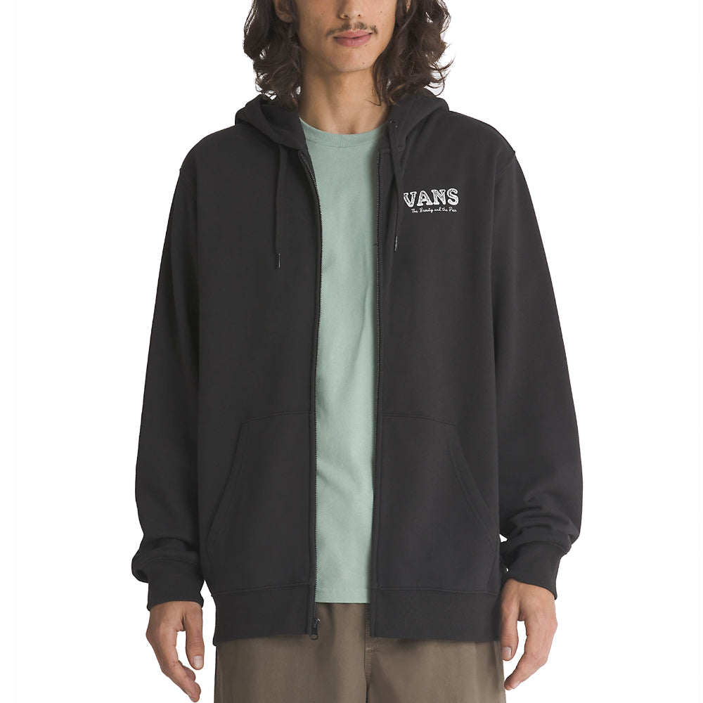 Vans Rosette Zip Up Hoodie Black Front Logo