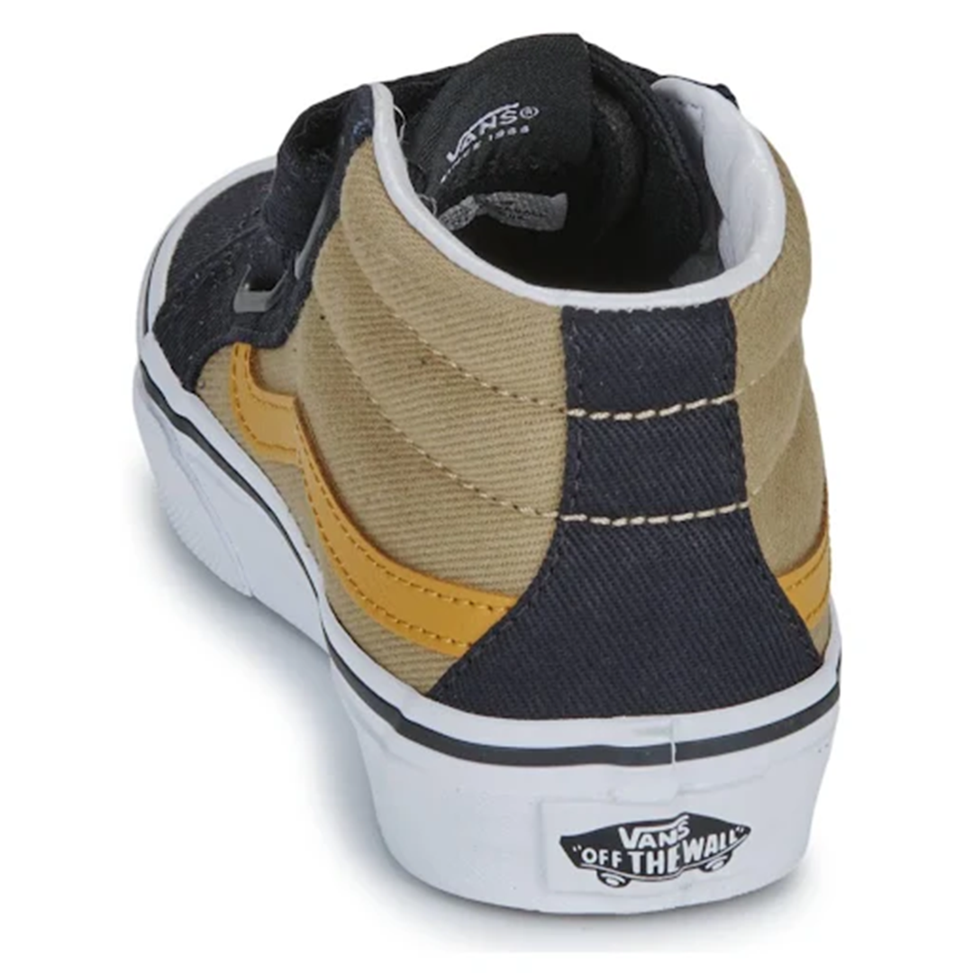 Vans Youth Sk8-Mid Reissue Velcro Twill Tan Shoes Back View