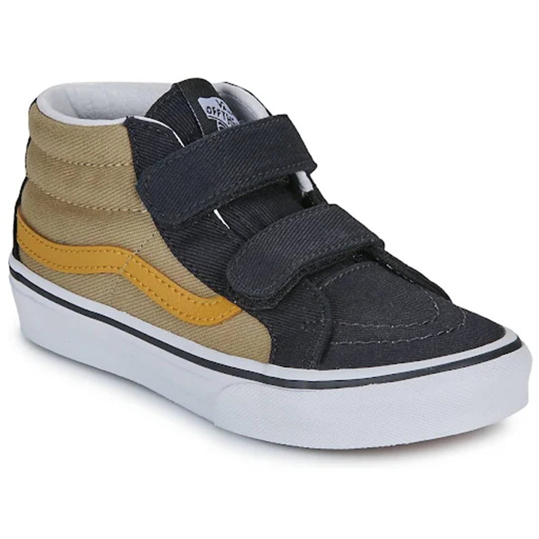 Vans Youth Sk8-Mid Reissue Velcro Twill Tan Shoes Angle View