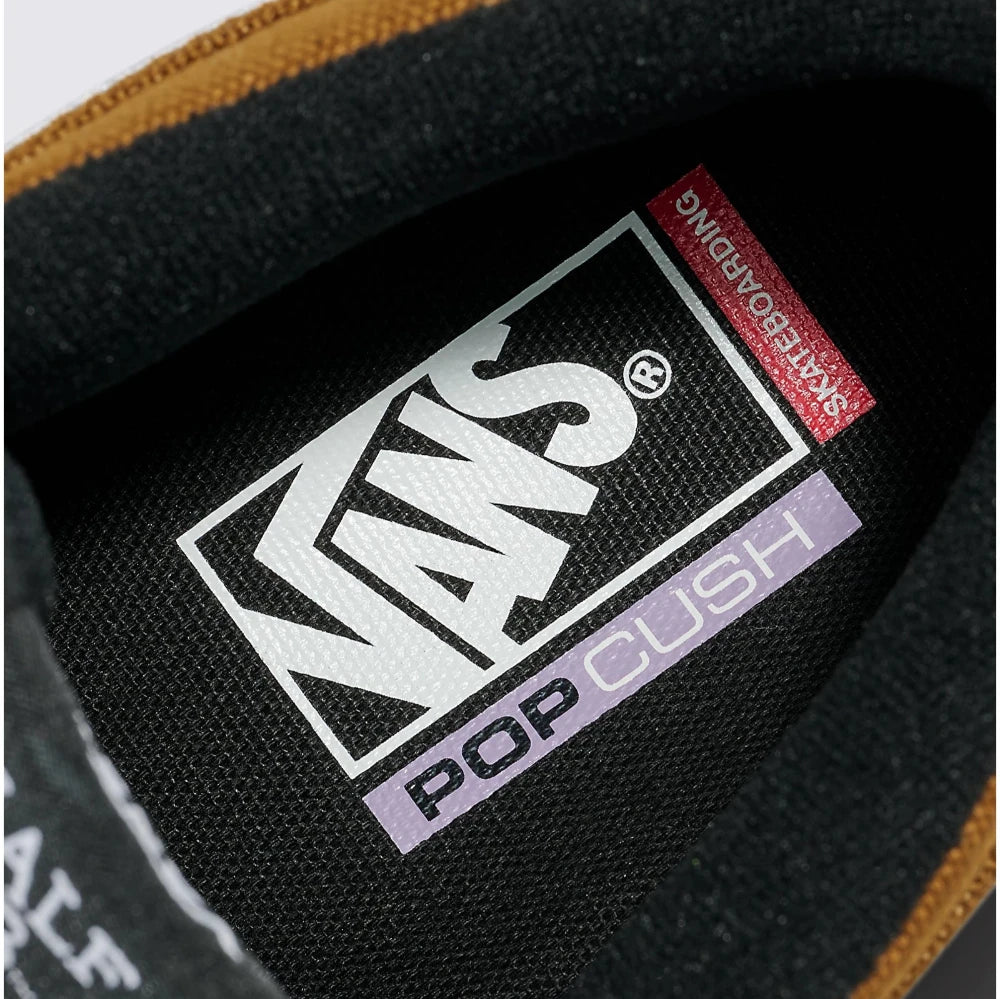 Vans Half Cab Skate Duck Canvas Golden Brown Shoes Inside Insole Pop Cush