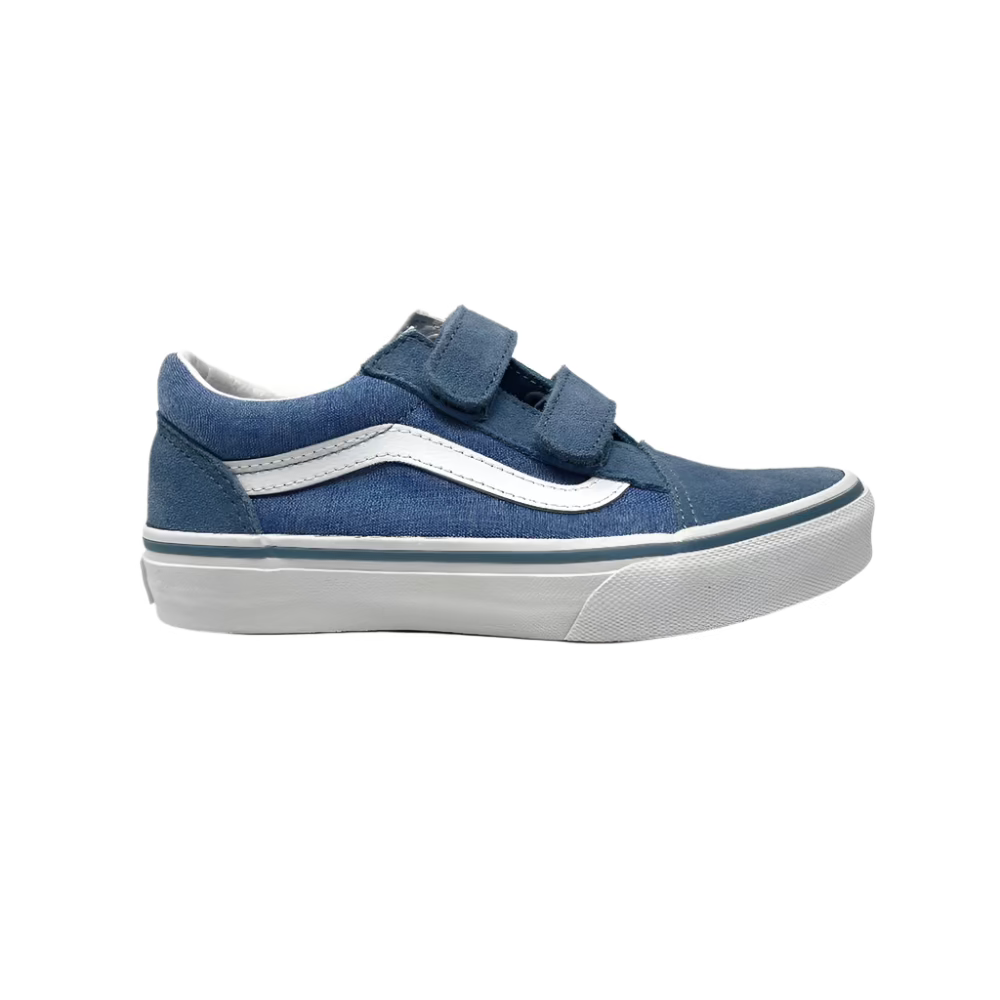 Vans Youth Old Skool Velcro Chambray Citadel - Shoes Side