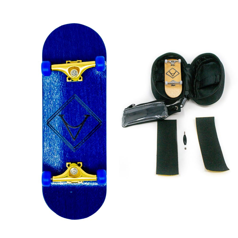 Victory Fingerboard Complete 32mm Blue Gold Blue With Bag