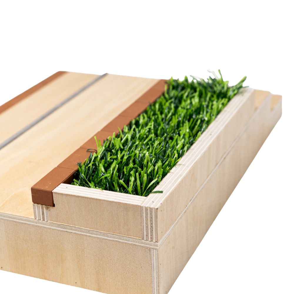 Victory Fingerboards Triple Ledge Wooden Obstacle Grass Close Up