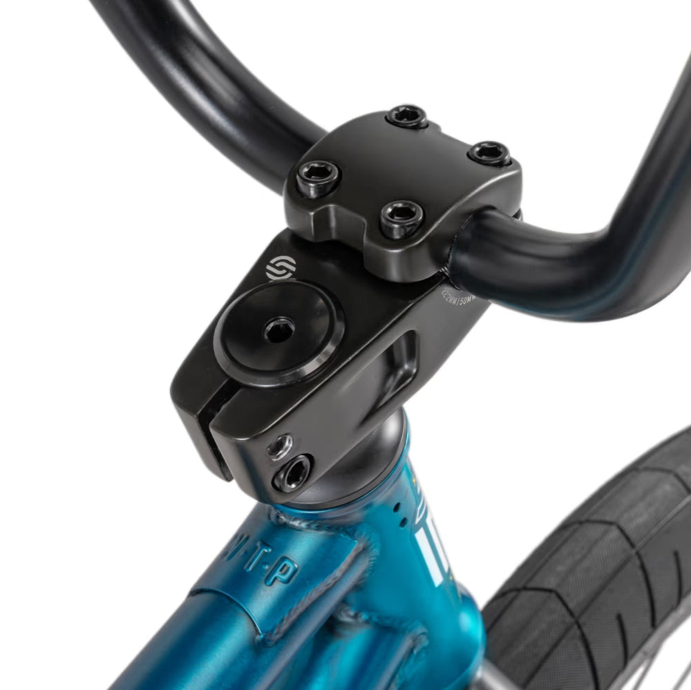 We The People Arcade 20in Matt Translucent Teal 20.5TT BMX Complete Stem