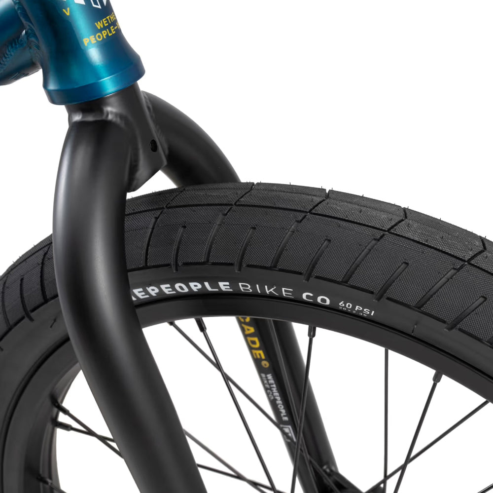 We The People Arcade 20in Matt Translucent Teal 20.5TT BMX Complete Tire And Fork