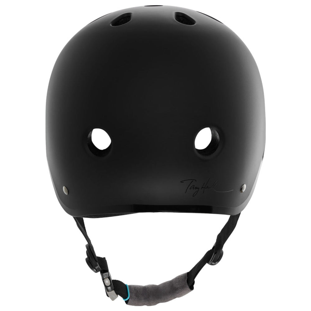 Yepa T-Shell Pro Tony Hawk Certified Helmet Matte Black Teal Back View With Signature