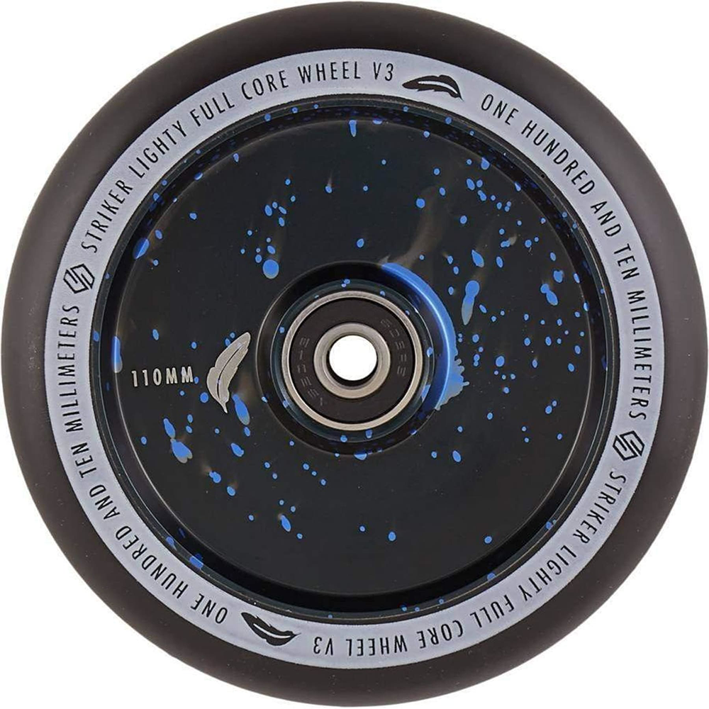 Striker Lighty Fullcore 110mm (PAIR) - Scooter Wheels Black Blue Splatter