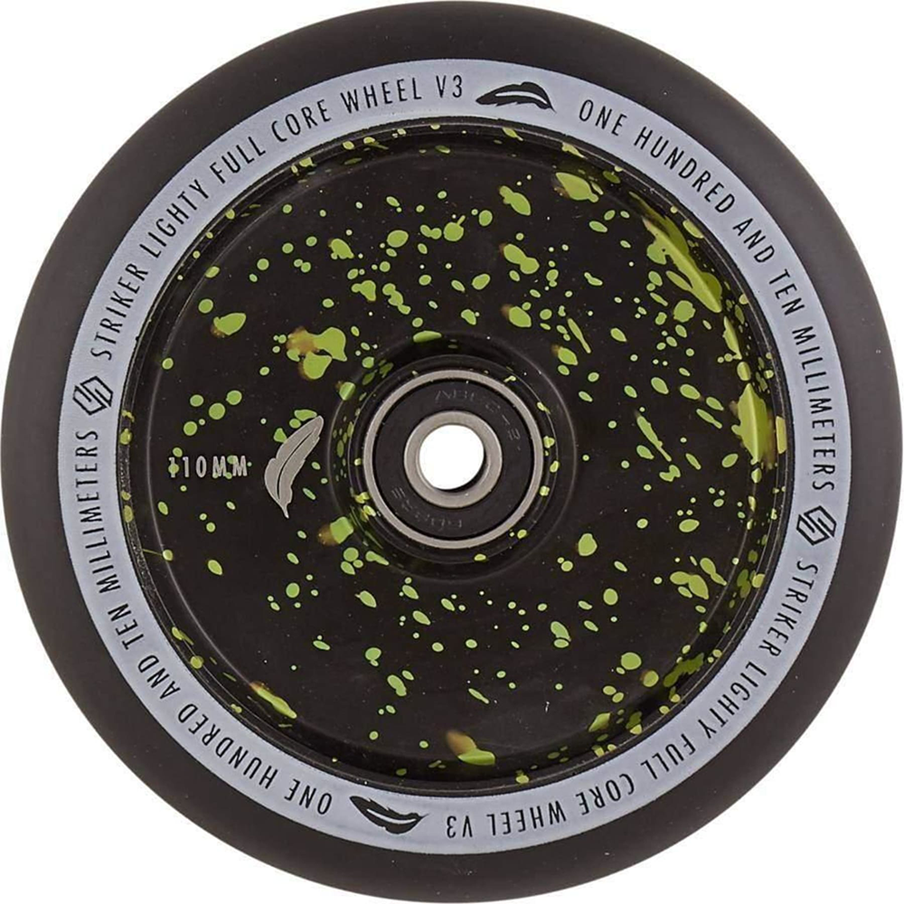 Striker Lighty Fullcore 110mm (PAIR) - Scooter Wheels Black Green Splatter