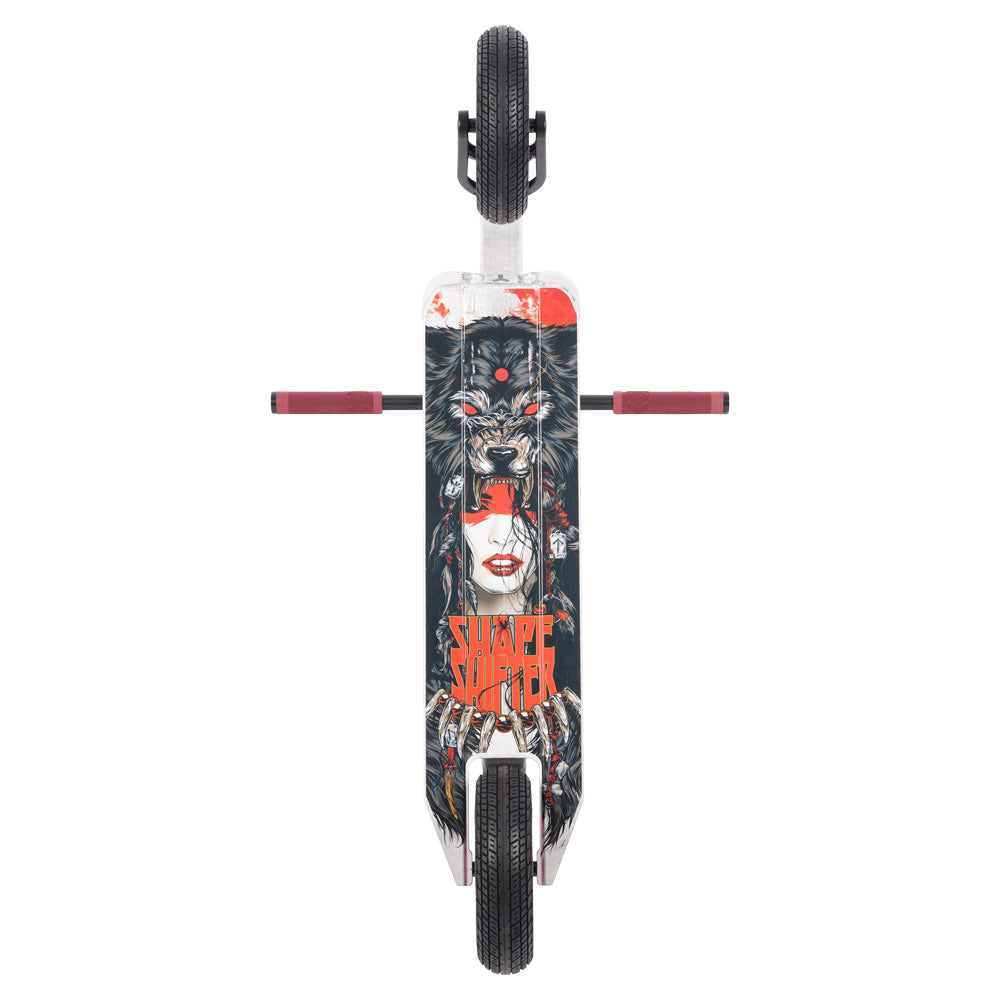 Triad Shape Shifter Raw Black Red Dirt Scooter Bottom Deck Design