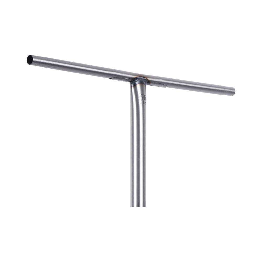 Triad Felon OS Butted Chromoly Freestyle Street Scooter Bars Matte Carbon Raw Angle Close Up