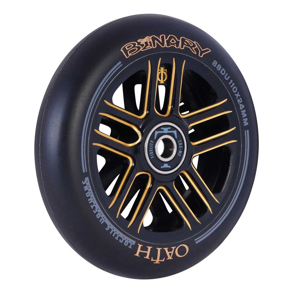 Oath Binary 110x24mm Scooter Wheels Black Orange Angle