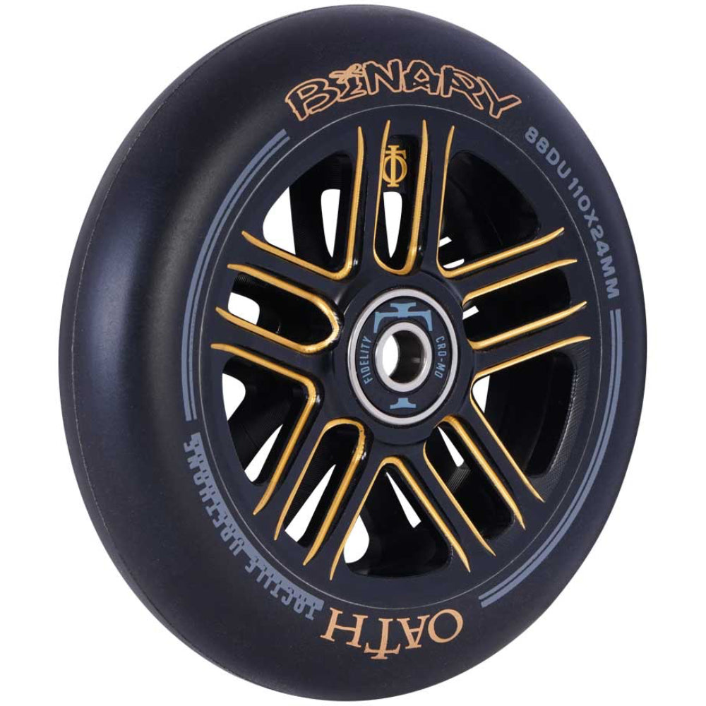 Oath Binary 110x24mm Scooter Wheels Black Orange Angle