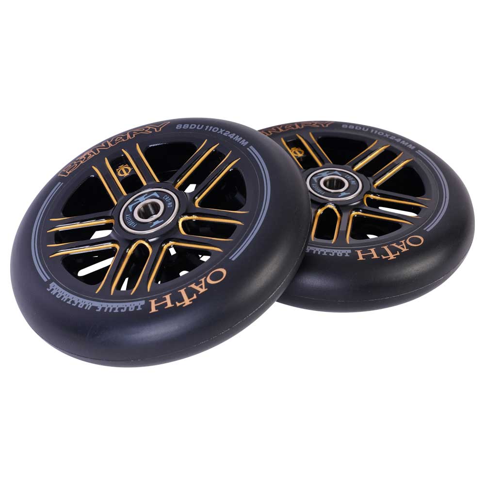 Oath Binary 110x24mm Scooter Wheels Black Orange Pair