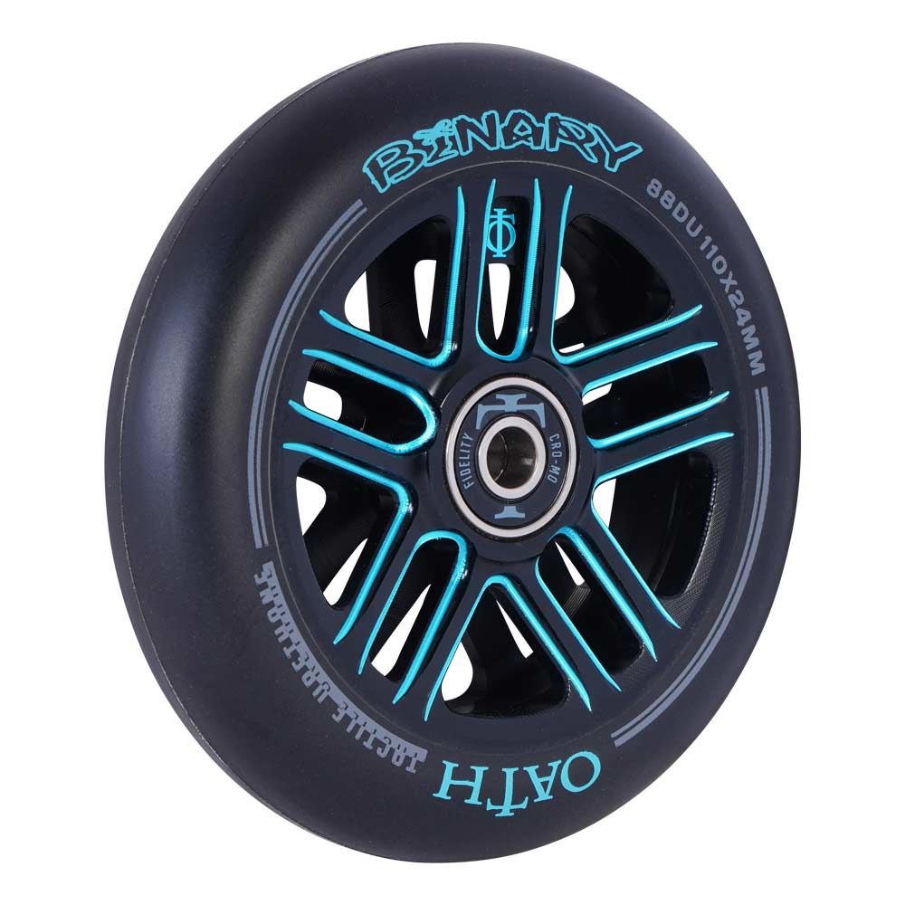 Oath Binary 110x24mm Scooter Wheels Black Blue Angle