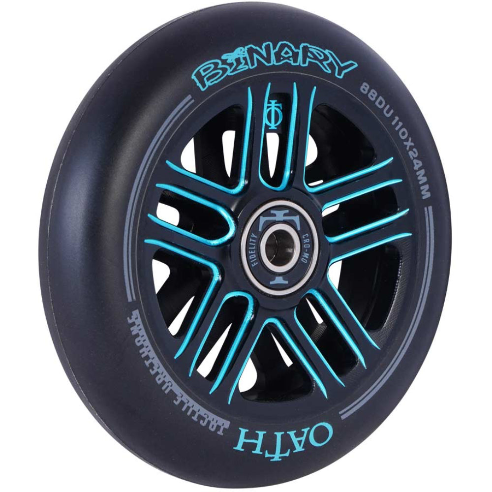 Oath Binary 110x24mm Scooter Wheels Black Blue Angle