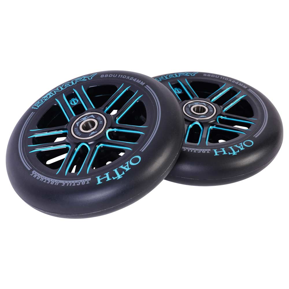 Oath Binary 110x24mm Scooter Wheels Black Blue Pair