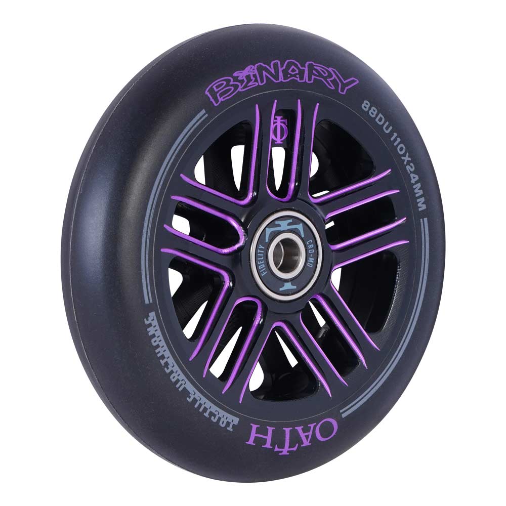 Oath Binary 110x24mm Scooter Wheels Black Purple Angle