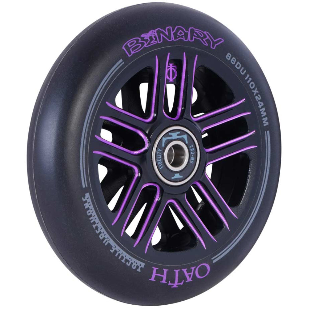 Oath Binary 110x24mm Scooter Wheels Black Purple Angle