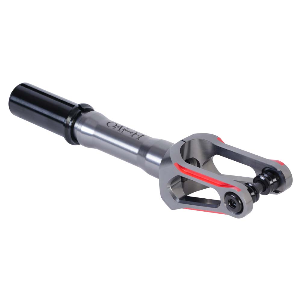 Oath Spinal IHC Freestyle Scooter Fork Titanium Red Angle