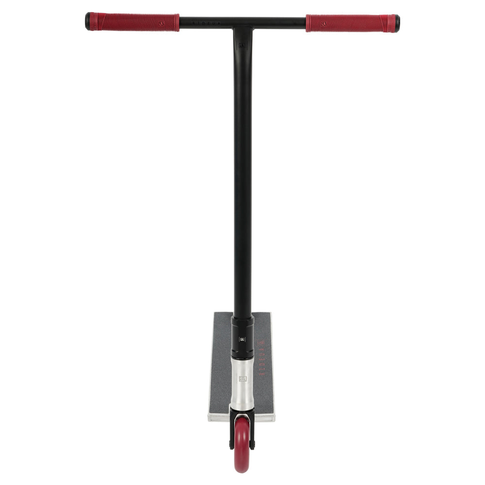 UrbanArtt Bone Raw / Black / Red Street Freestyle Scooter Front View With T-Bar