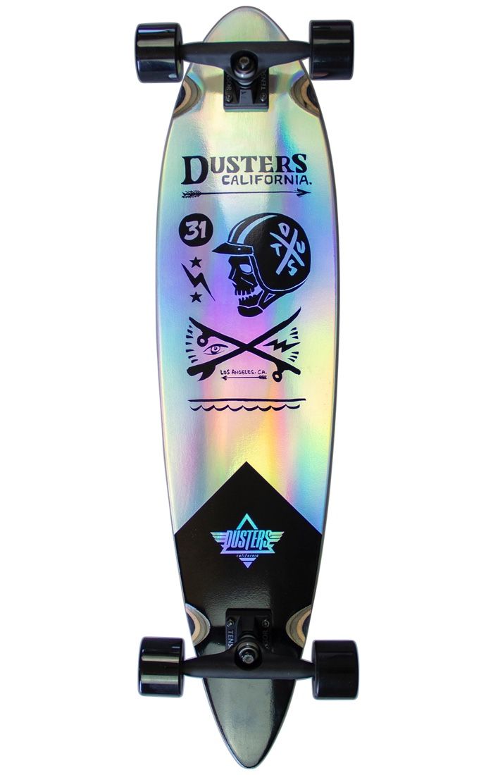 Dusters Moto Cosmic Holographic 37" - Longboard Complete Deck Design Helmet Skull